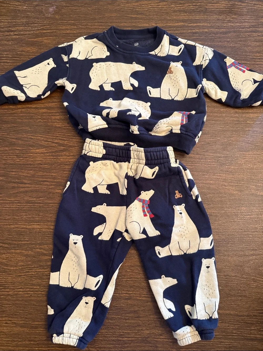GAP Navy Blue Polar Bear Print Matching Set
